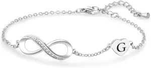 Women Initial A-Z Letter Bracelets Infinity Love Heart Alphabet Chain Bracelets Adjustable Stainless Steel Bracelets Jewelry Gifts