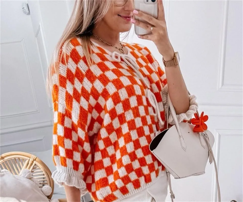 Women Y2k Tie Front Knit Cardigan Sweater Girls Cute Outwear Top Short Ruffle Sleeve Loose Knitwear Tops