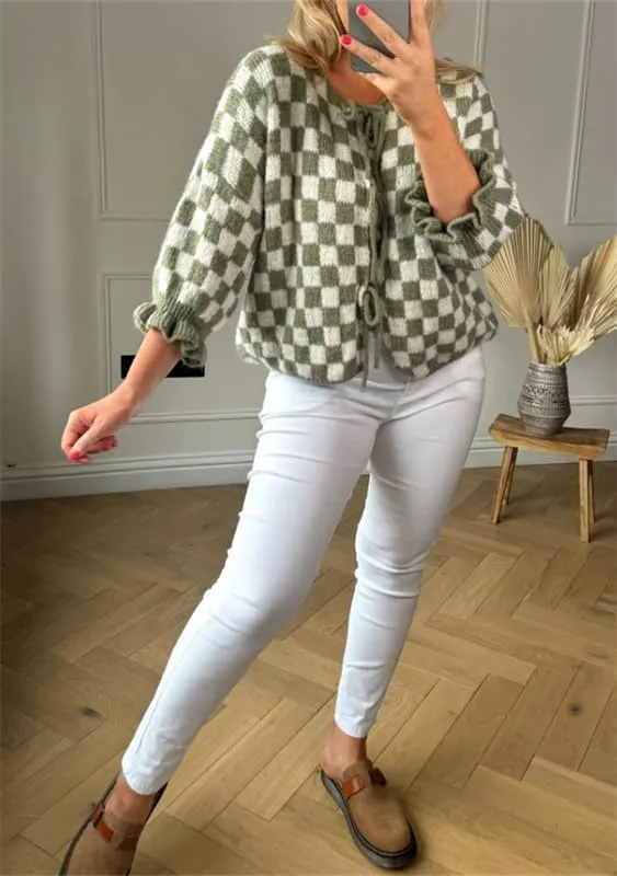 Women Y2k Tie Front Knit Cardigan Sweater Girls Cute Outwear Top Short Ruffle Sleeve Loose Knitwear Tops