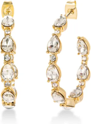 Women's 14k Real Gold Plated Rhinestone Huggie Hoop Earrings for Women Trendy,Womens Dainty Gold Jewelry Earrings