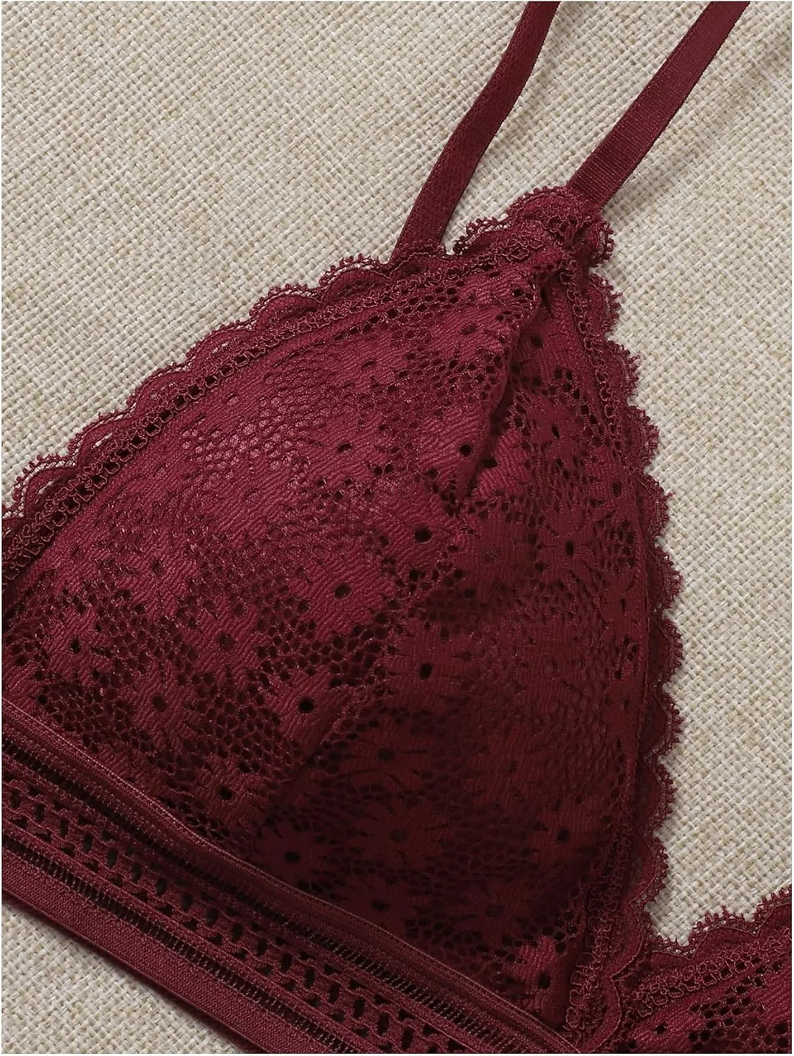Women's 4 Pack Floral Lace Adjustable Straps Wireless Bra Scallop Trim Molded Bralettes Sets