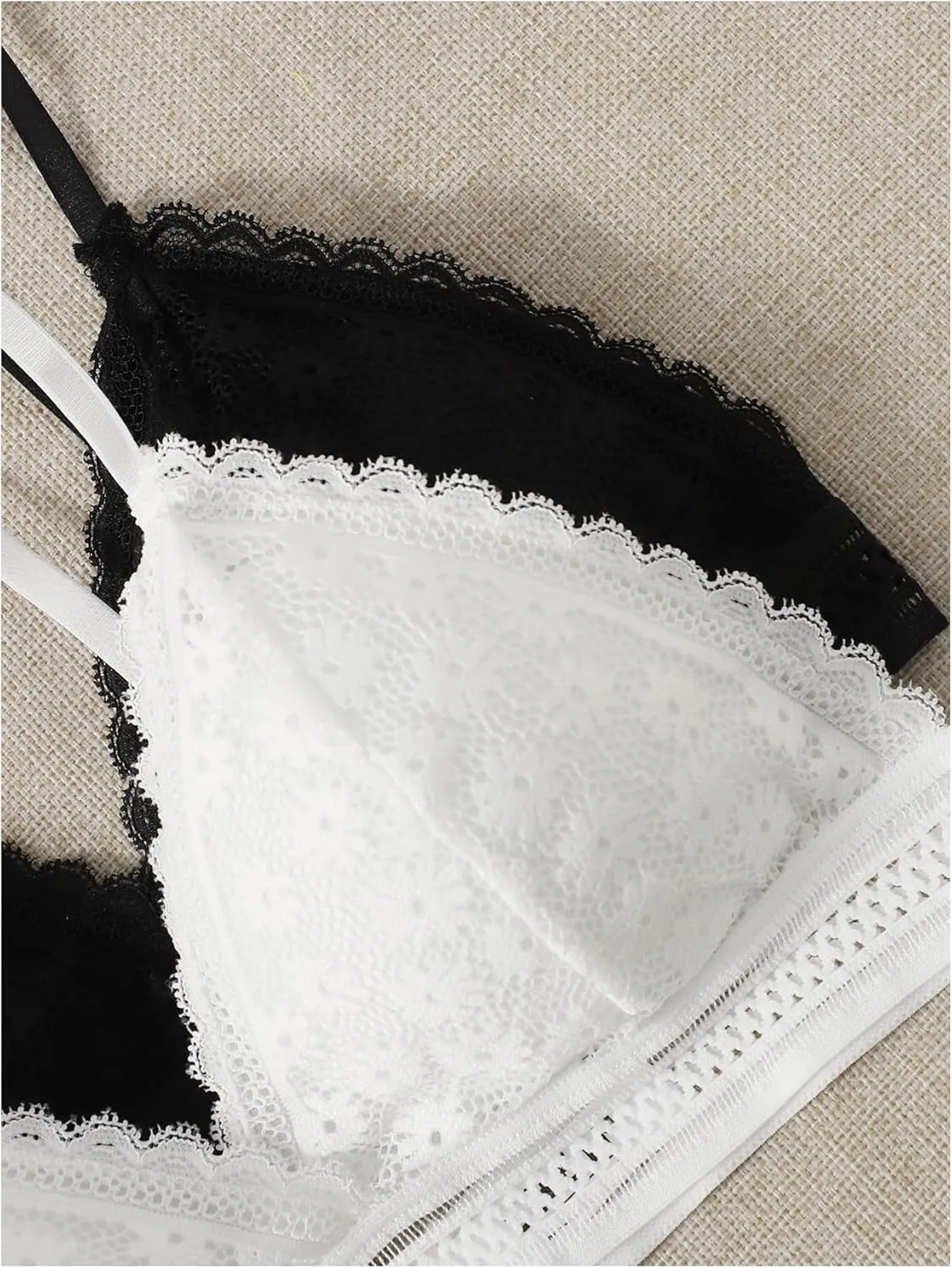 Women's 4 Pack Floral Lace Adjustable Straps Wireless Bra Scallop Trim Molded Bralettes Sets