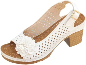 Womens Block Heel Sandals Summer Open Toe Ankle Buckle Strap Chunky Casual Hollow Out Platform Wedge Peep Slingback Dress Shoes Dressy Wedges Heels Comfortable Sandal Work Office Breathable