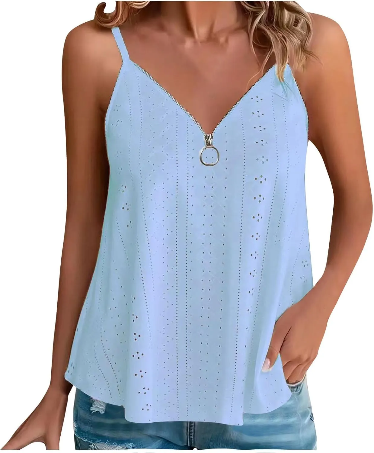 Womens Camisole Tank Tops Loose Fit Spaghetti Strap Camisole Lightweight Tank Top Summer 2025 Vacation Tops
