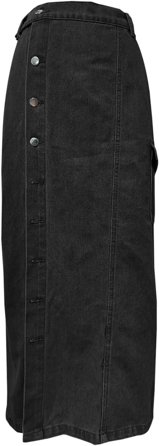 Women's Casual Denim Skirts Summer Midi Jean Skirts Stretch High Waisted Vintage Denim Dress 2025 Trendy with Pockets