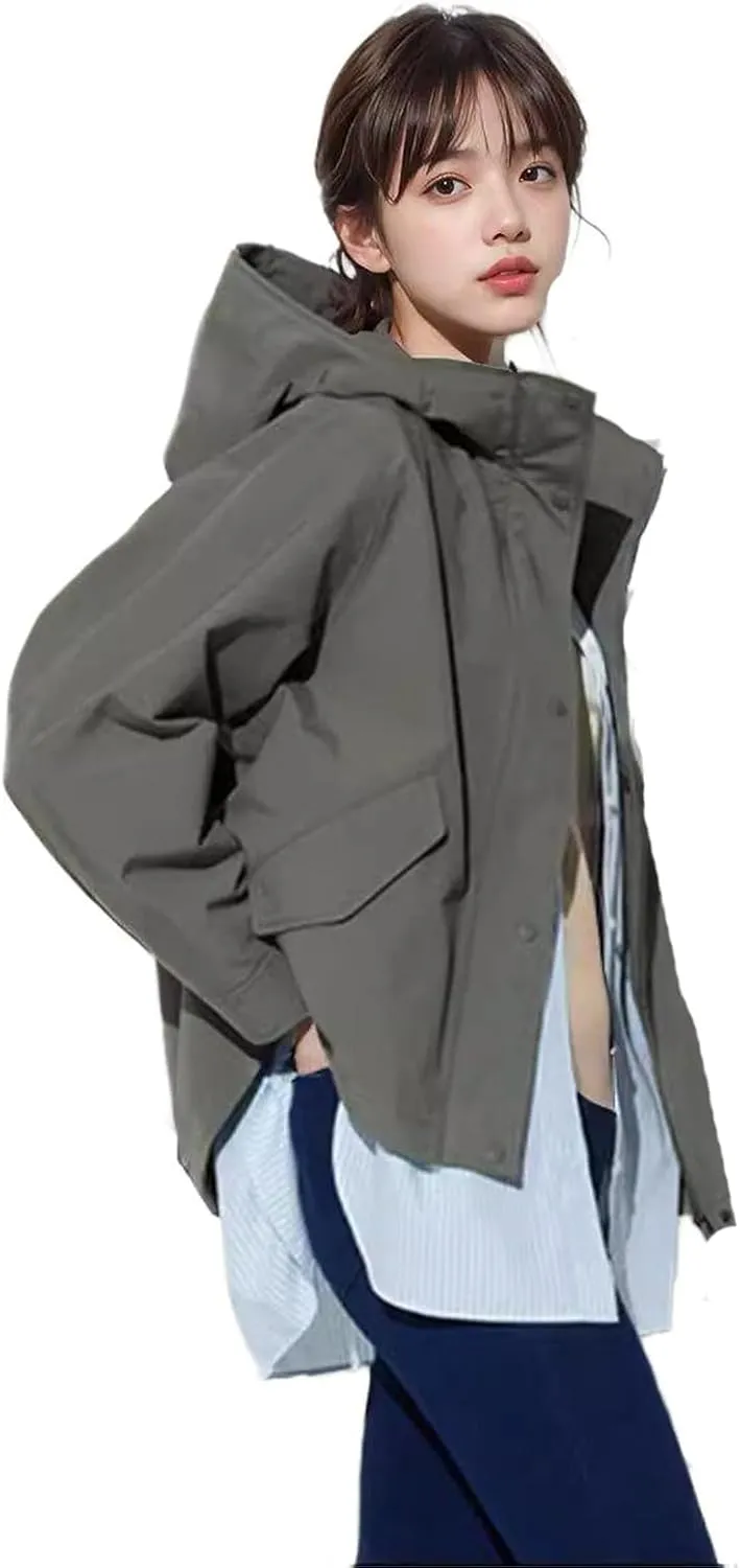 Women's casual hooded jacket, short windbreaker