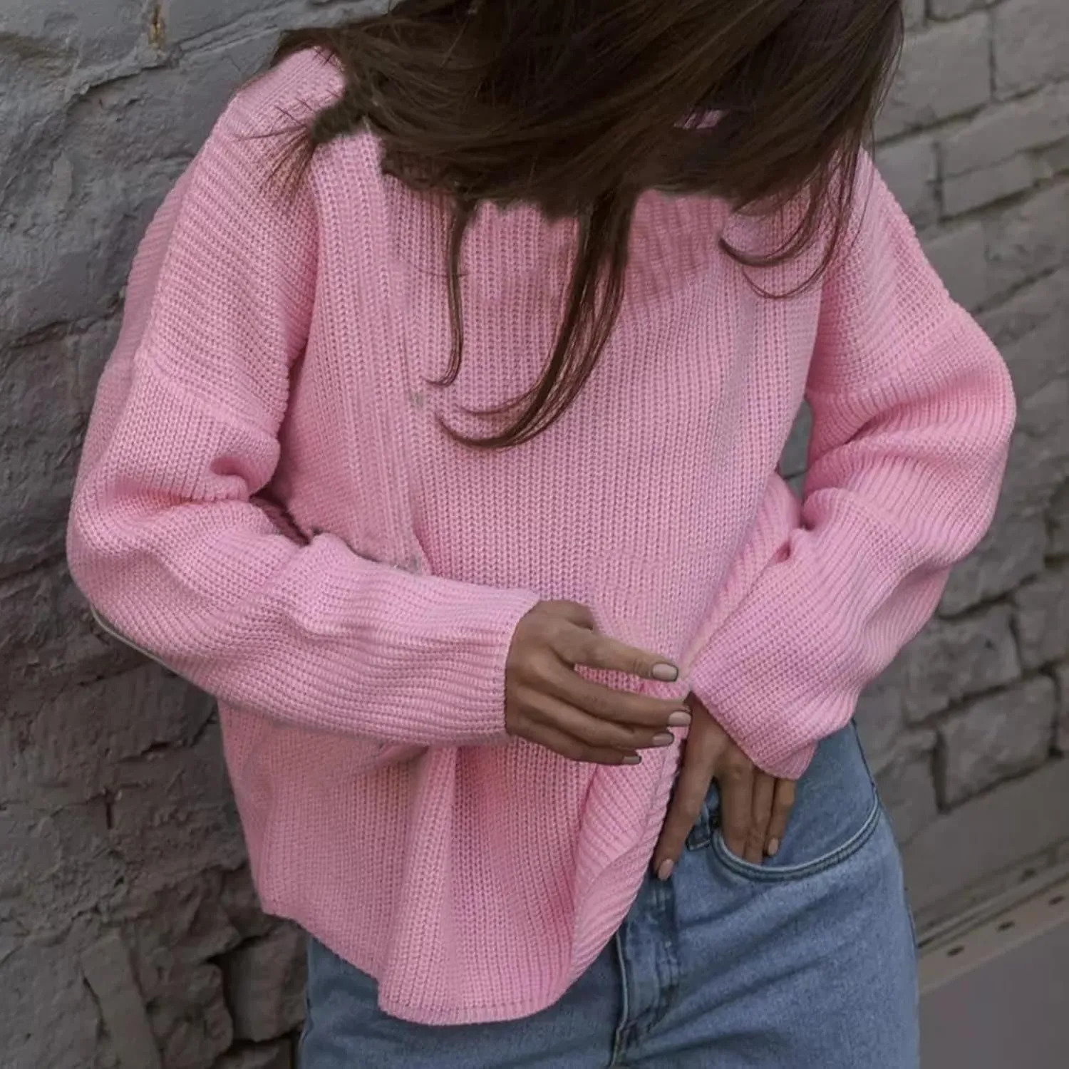 Women's Casual Oversized Sweaters Loose Soft Chunky Knit Long Batwing Sleeve Pullover Sweater Tunic Outfit Tops 2024