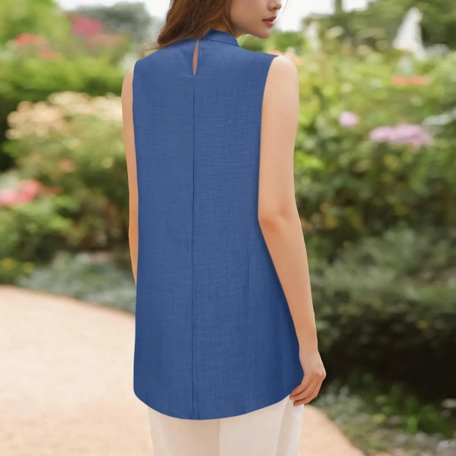 Women's Crew Neck Sleeveless Casual Tank Tops Summer Irregular Going Out Tank Tops Slim Solid Color Trendy