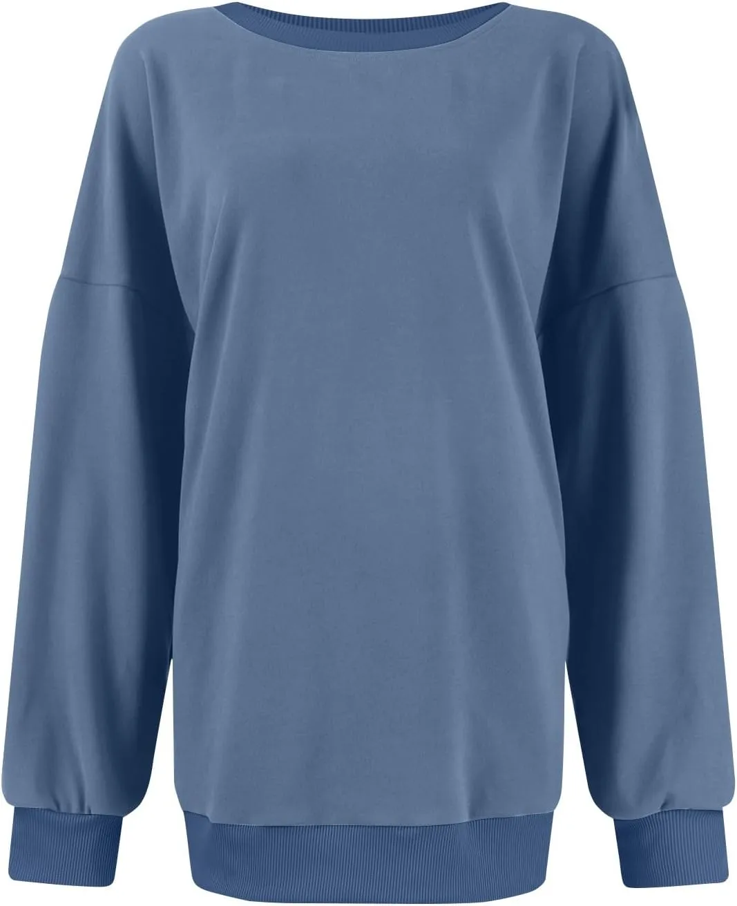 Womens Crewneck Sweatshirts Long Sleeve Tops Color Block Ribbed Trim Fashion 2024 Clothes Outfits For Women 2024