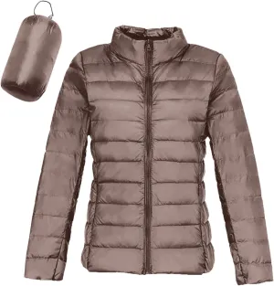 Womens Down Jacket Lightweight Windproof Slim Fit Cropped Bomber Jackets Winter Trendy Thermal Puffer Quilted Coats