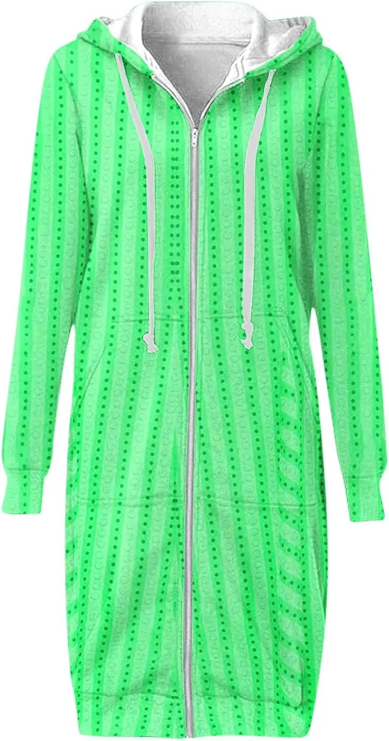 Womens Fall Jackets 2024 Vintage Striped Baggy Hoodies Long Sleeve Winter Coats Loose Fitted Tops Outerwear