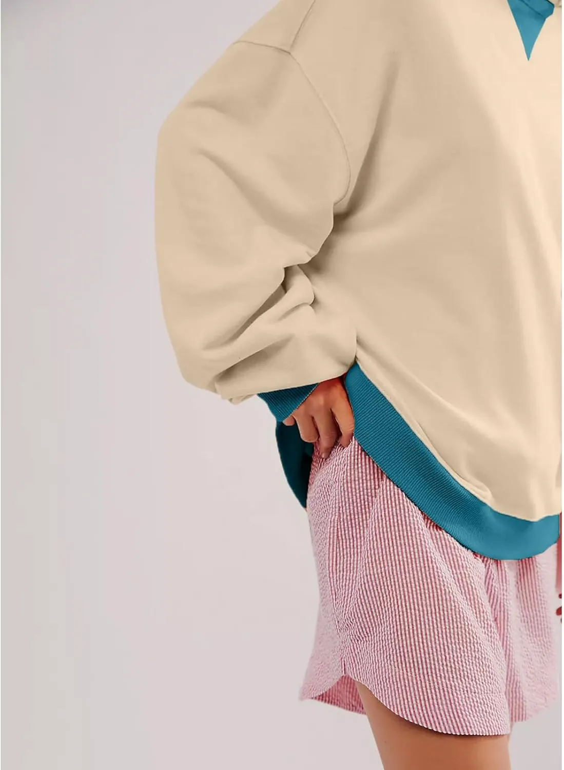 Womens Fall Oversized Crewneck Sweatshirt Classic Colorblock Long Sleeve Tops Casual Pullover Shirts Y2K Clothes