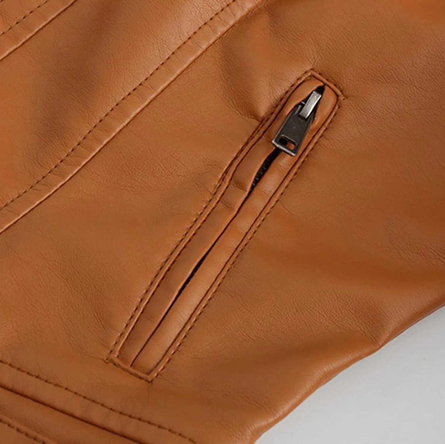 Womens Faux Leather Casual Jacket, Fall and Spring Fashion Zip Up Motorcycle Bike Coat, Winter Outfits Clothes 2024