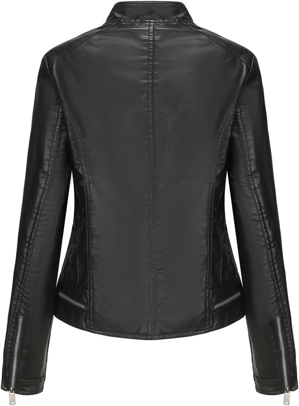 Womens Faux Leather Jacket, Casual Fashion Quilted Zip Up Suede Coat, Moto Biker Coat, Winter Outfits Clothes 2024