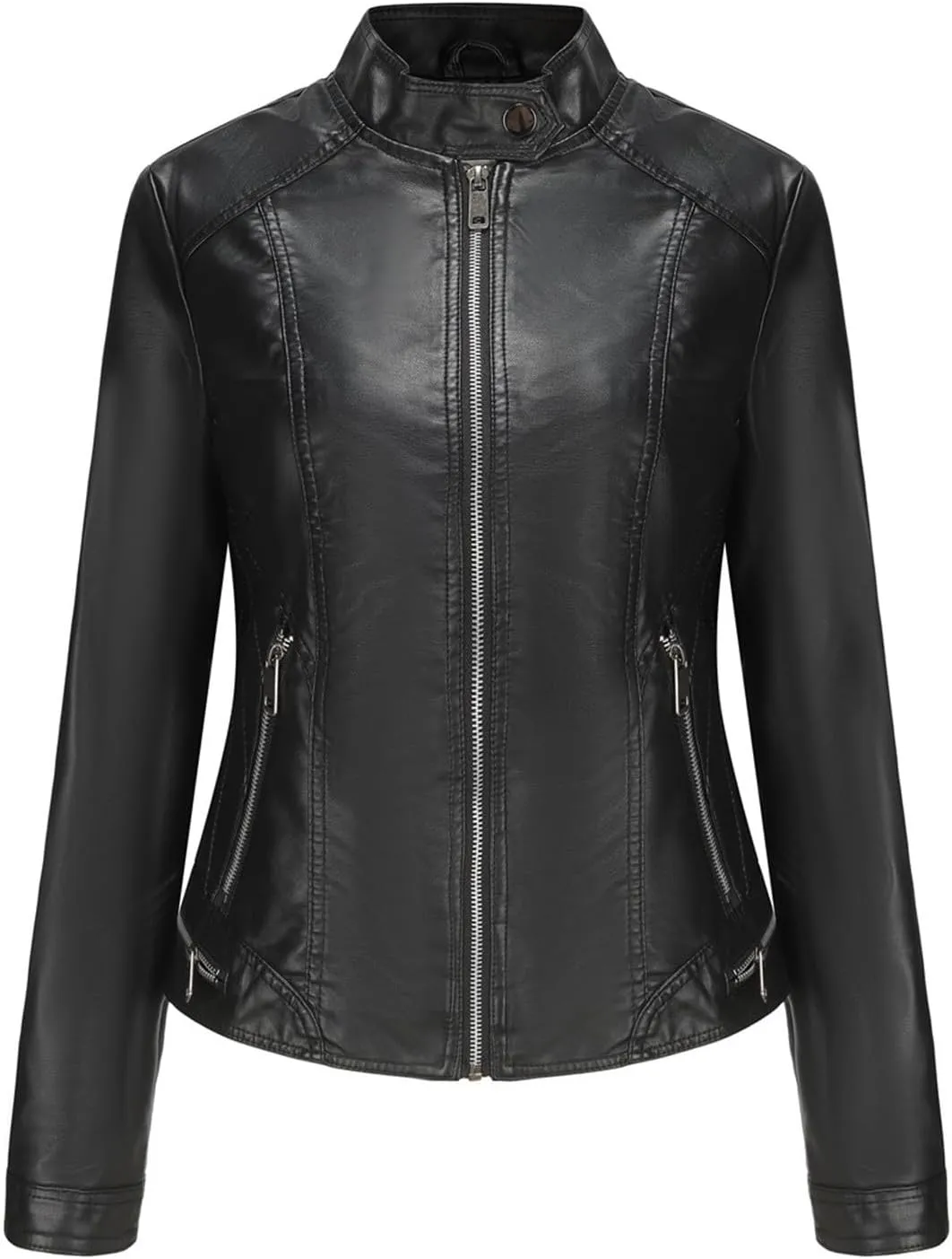 Womens Faux Leather Jacket, Casual Fashion Quilted Zip Up Suede Coat, Moto Biker Coat, Winter Outfits Clothes 2024