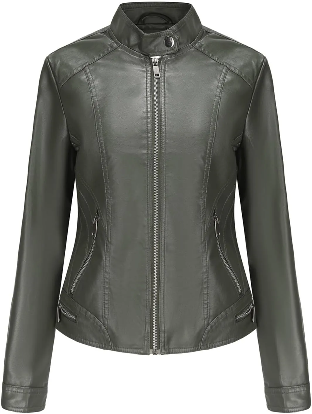 Womens Faux Leather Jacket, Casual Fashion Quilted Zip Up Suede Coat, Moto Biker Coat, Winter Outfits Clothes 2024