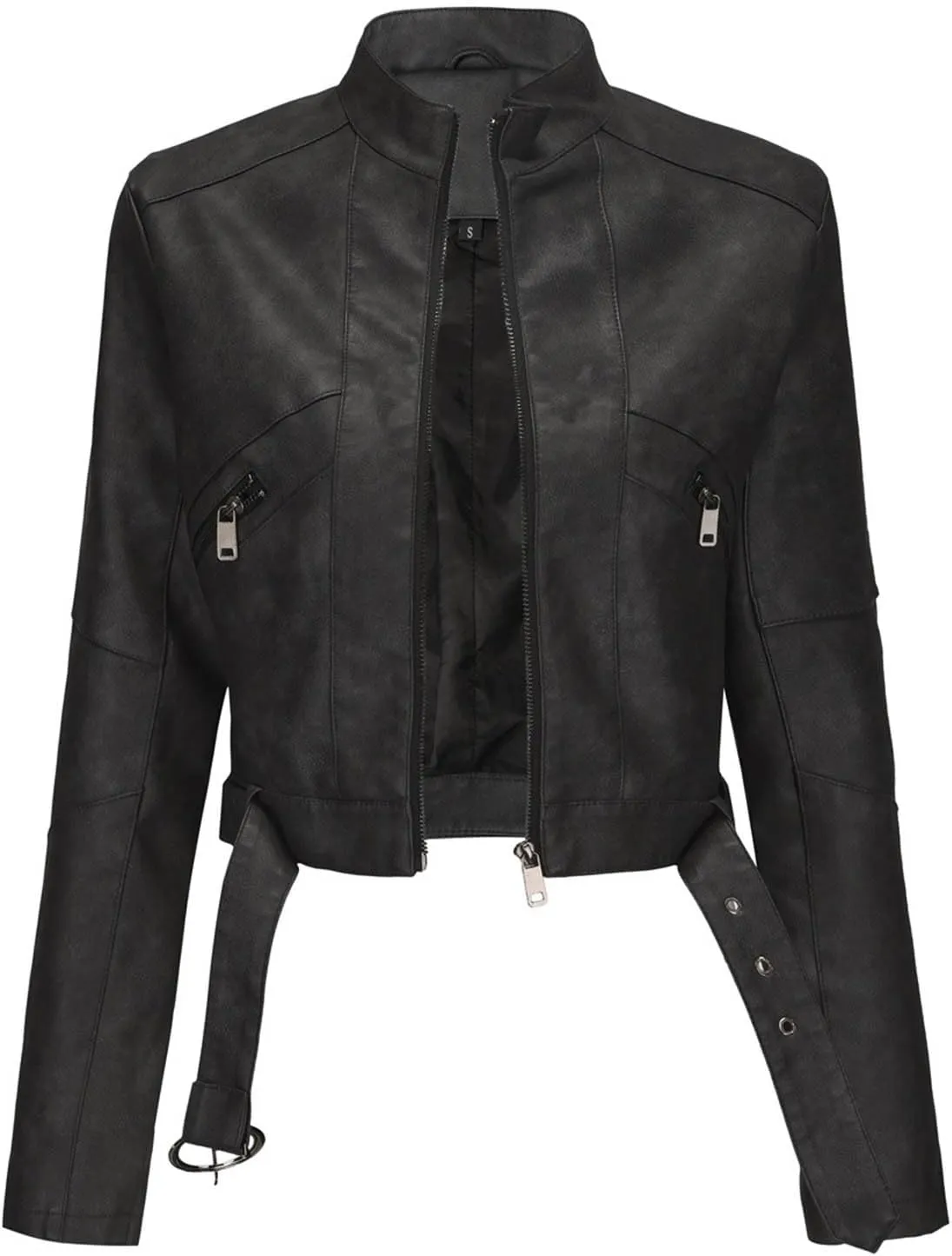 Womens Faux Leather Zip Up Moto Biker Jacket Short Leather Blazer Jackets 2024 Fall Fashion Motorcycle Coats Outwear