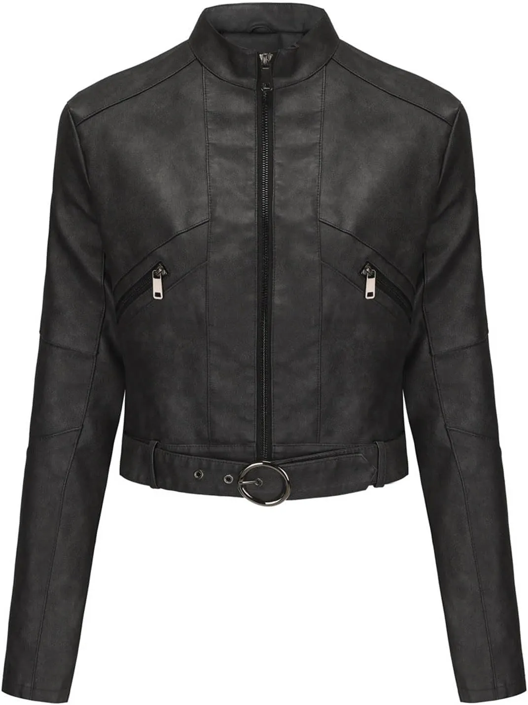Womens Faux Leather Zip Up Moto Biker Jacket Short Leather Blazer Jackets 2024 Fall Fashion Motorcycle Coats Outwear