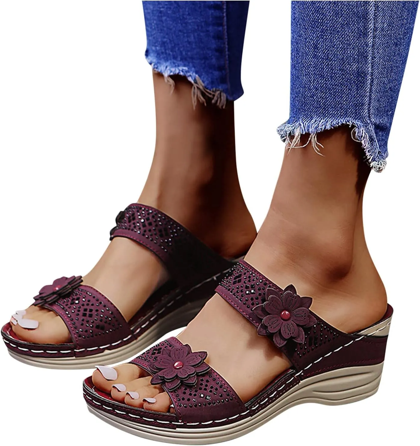 Women's Flat Sandals Open Toes Ankle Strap Flat Sandals Dress Sandal for Women Womens Flip Flops