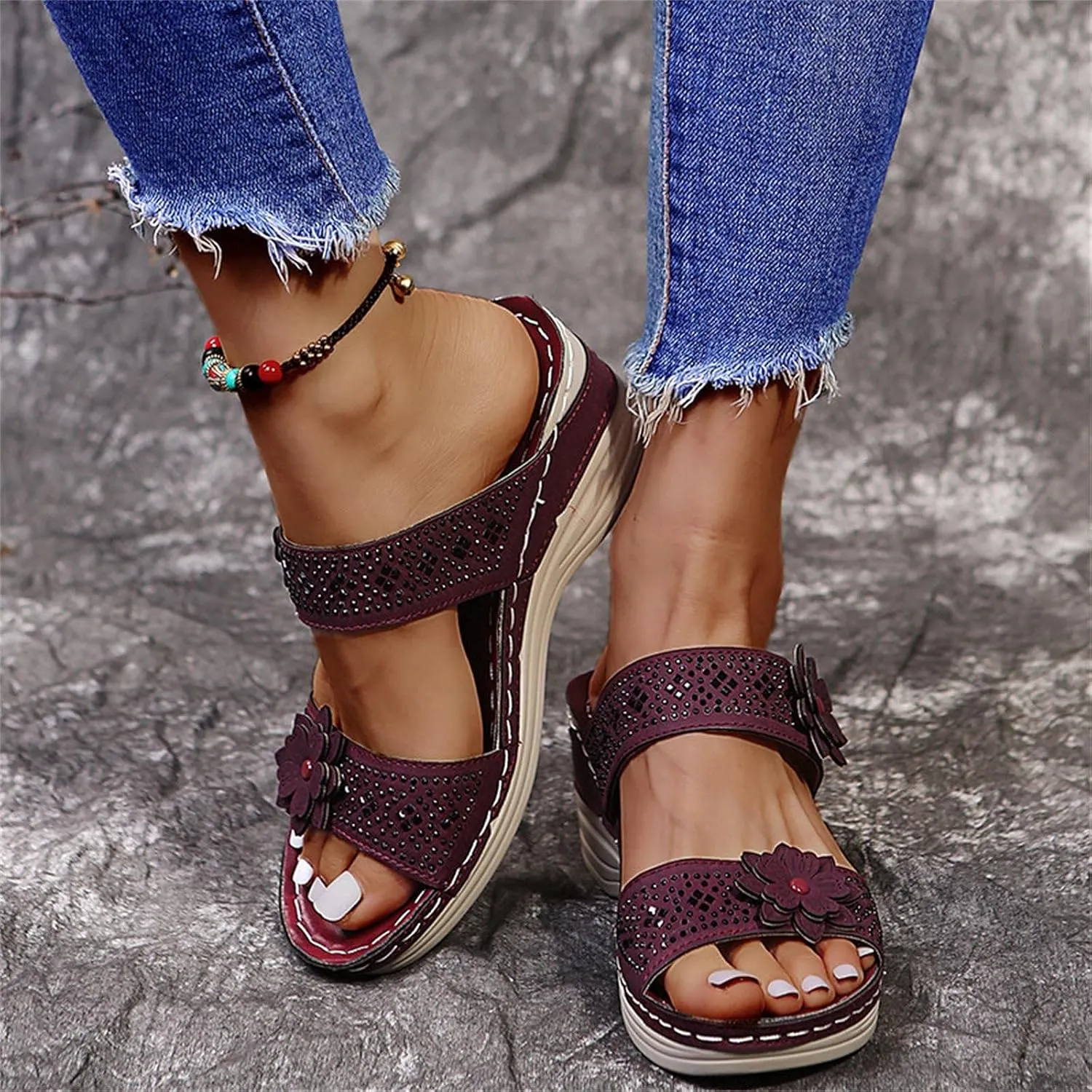 Women's Flat Sandals Open Toes Ankle Strap Flat Sandals Dress Sandal for Women Womens Flip Flops