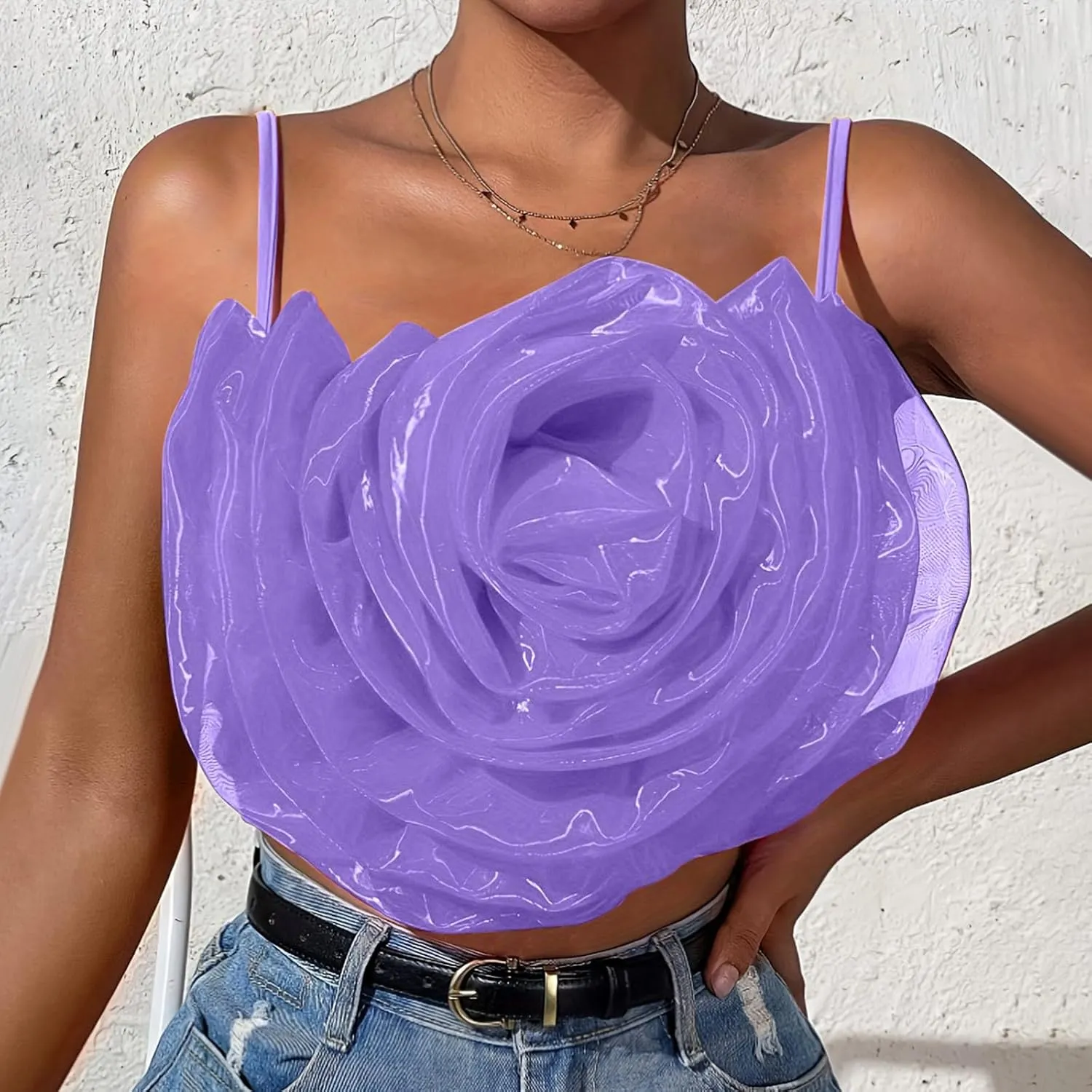Women's Flower Front Crop Tube Top Sleeveless Strapless Solid Shirred Tops Mens Running