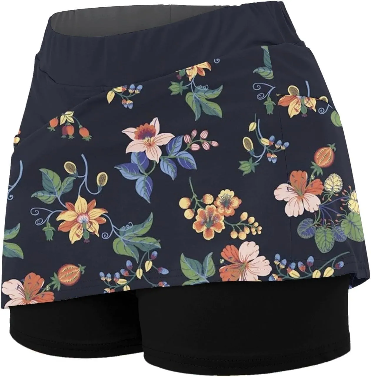 Womens Golf Skorts with Pockets Tum Control Floral High Waist Tennis Skirts with Shorts Tum Control A-Line Skort