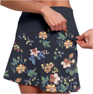 Womens Golf Skorts with Pockets Tum Control Floral High Waist Tennis Skirts with Shorts Tum Control A-Line Skort