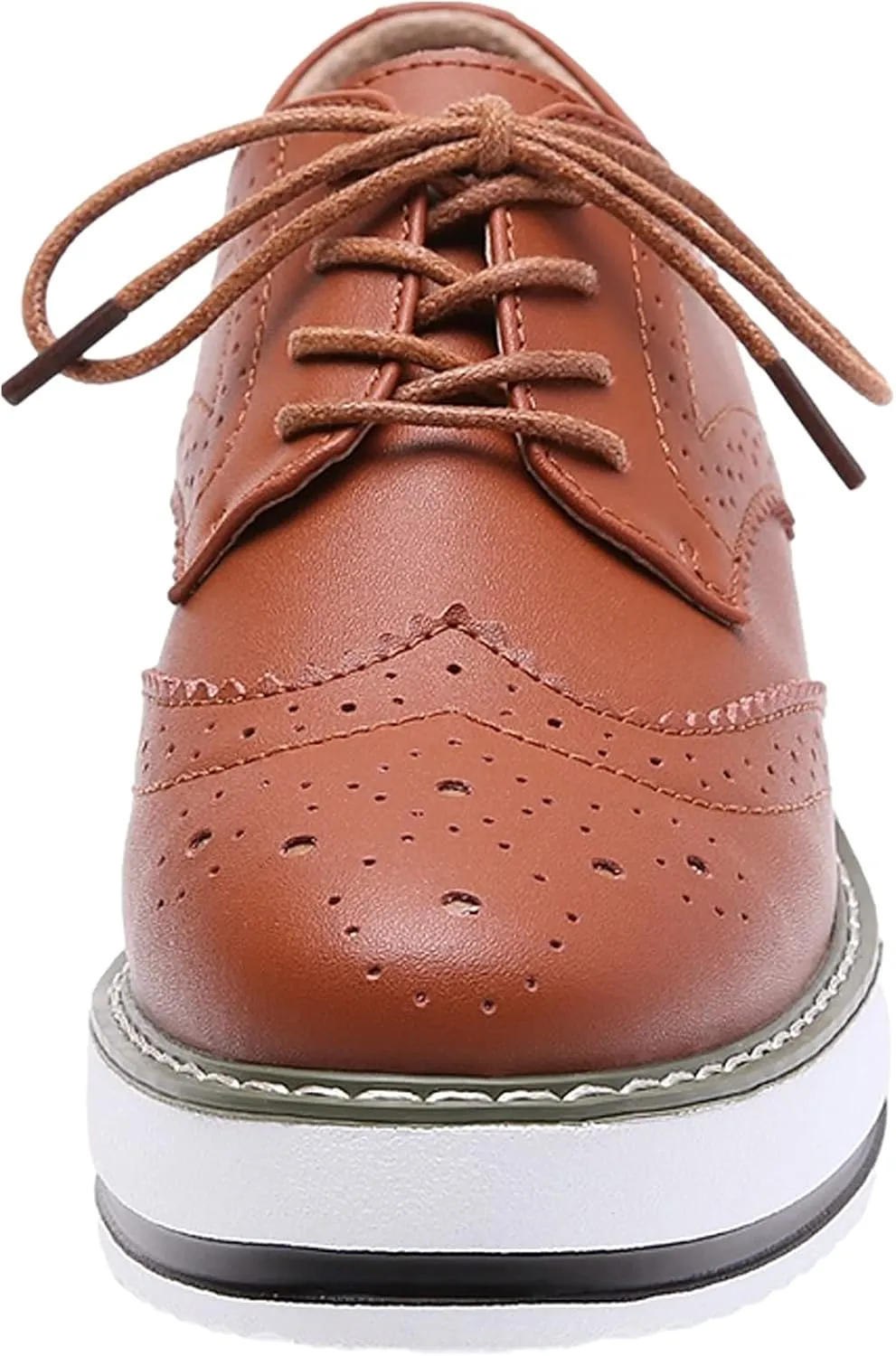 Women's Lace-Up Brogues Sneakers Causal Platform Round Toe Oxfords Shoes