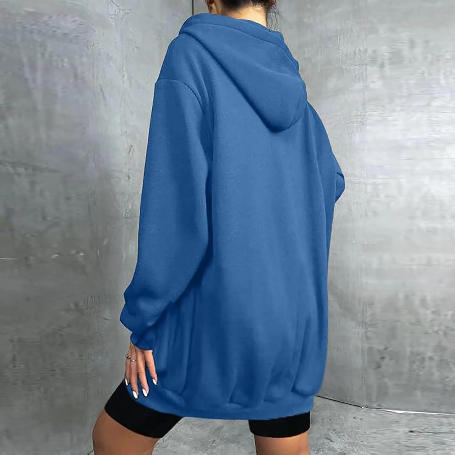 Womens Long Fleece Zip Up Jacket 2024 Fall Casual,Oversized Hoodie Sleeve Sweatshirt with Pockets Winter Coats