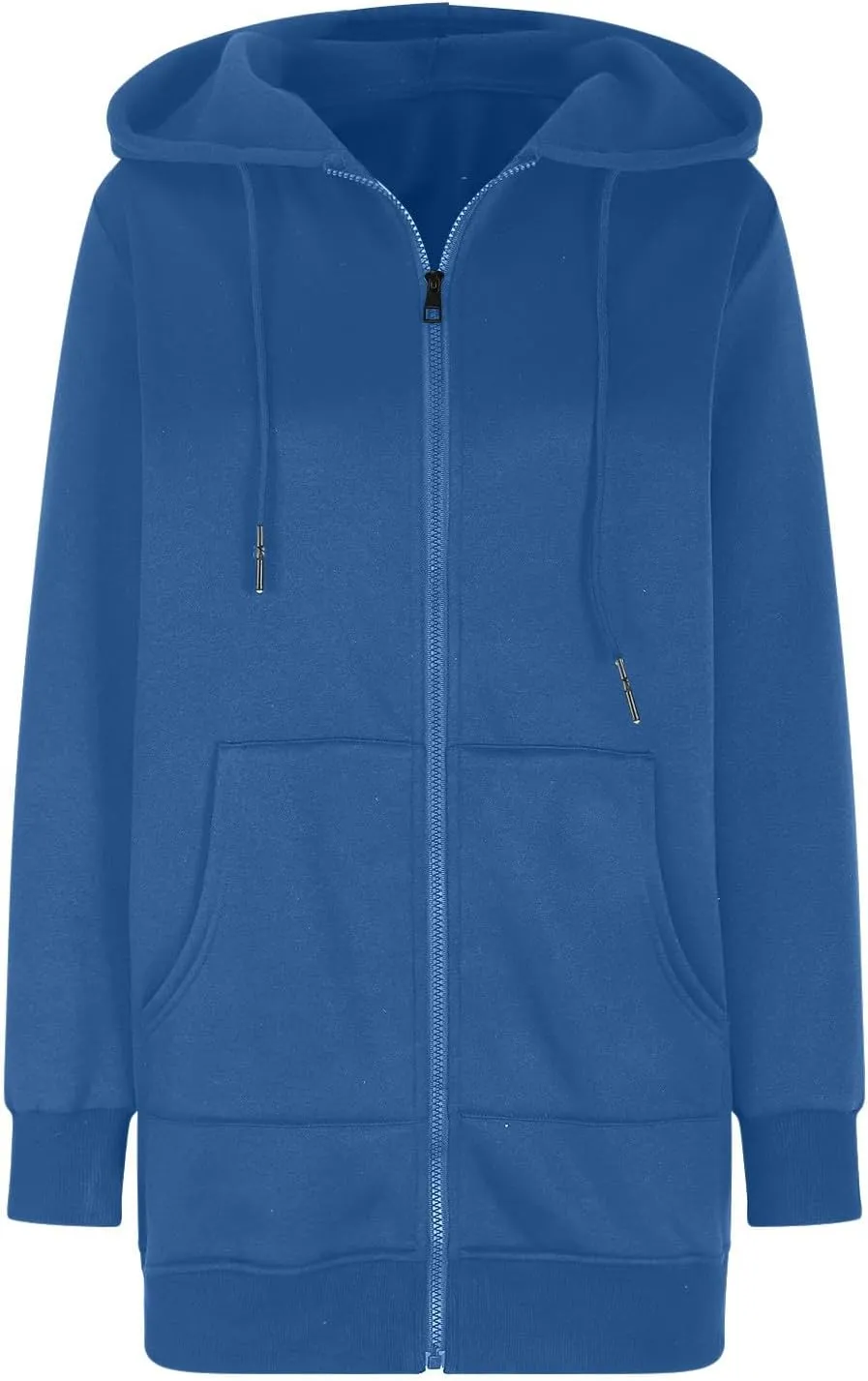 Womens Long Fleece Zip Up Jacket 2024 Fall Casual,Oversized Hoodie Sleeve Sweatshirt with Pockets Winter Coats