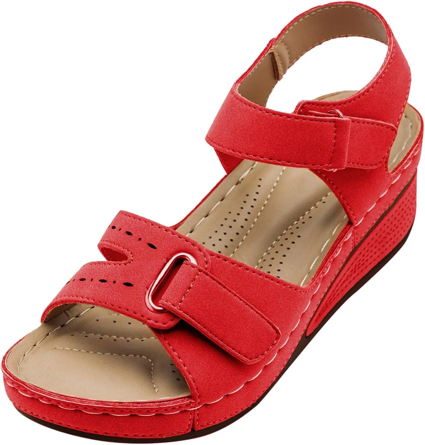 Womens Orthopedic Sandals, Summer Arch Support Walking Shoes Casual Low Platform Orthotic Wedges with Back Strap