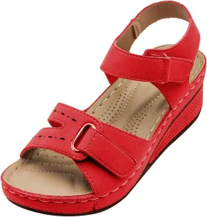 Womens Orthopedic Sandals, Summer Arch Support Walking Shoes Casual Low Platform Orthotic Wedges with Back Strap
