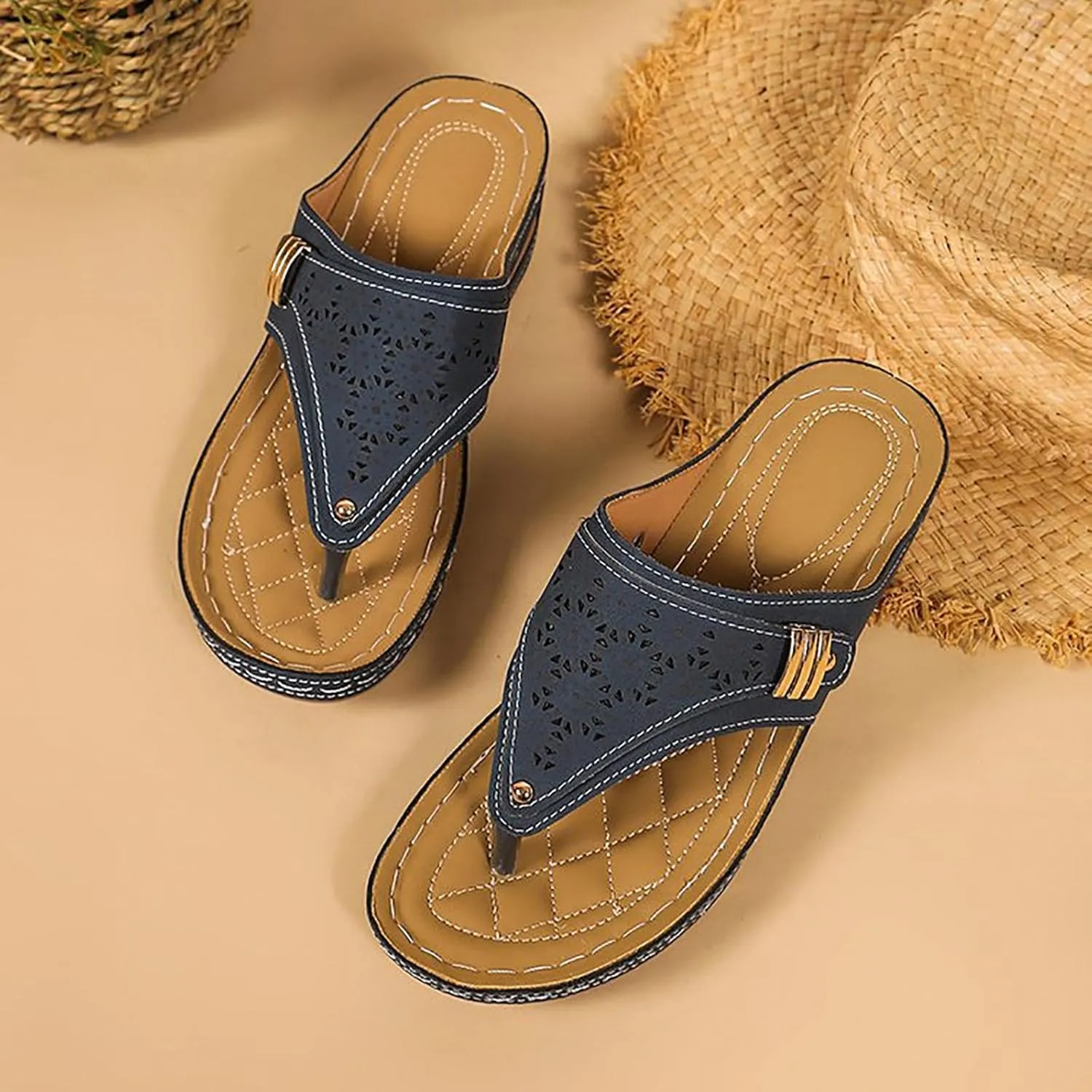 Women's Orthotic Cushion Flip Flops Recovery Walking Sandals for Women Arch Support Comfortable Dressy Summer Open Toe Slip on Beach Thong T-Strap Casual Slippers Outdoor Plantar Fasciitis Shoes