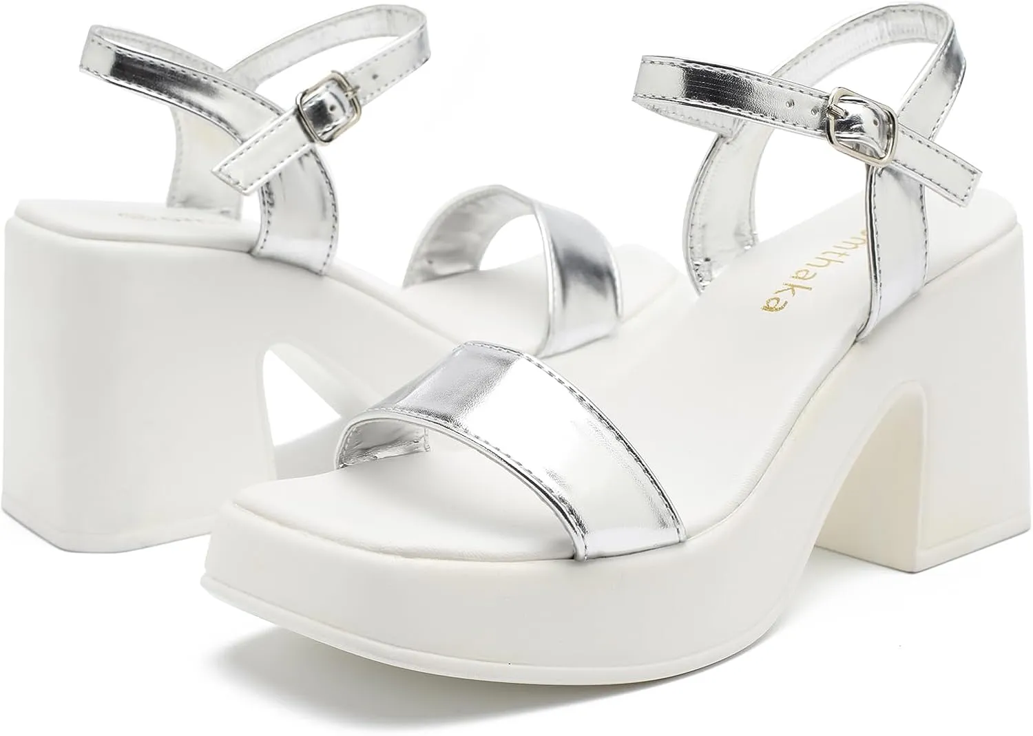 Women's Platform Heeled Sandals Comfortable Block Chunky Open Toe Ankle Strap Heels Fashion Wedding Party Evening Prom Dance Dress Shoes