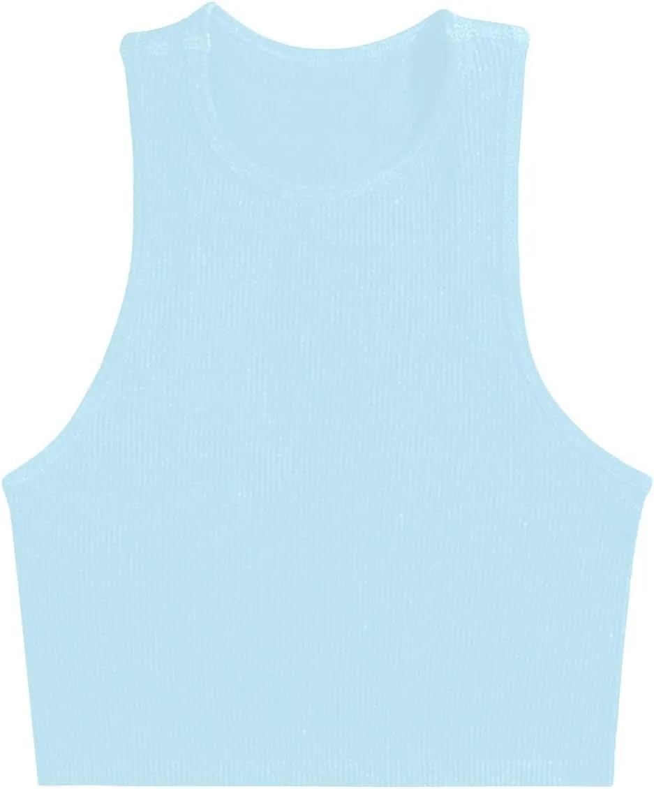 Women's Ribbed Tank Tops Knit Sleeveless Fitted Casual Tops Summer Slim Basic Tee Shirts Workout Lightweight Tank Tops