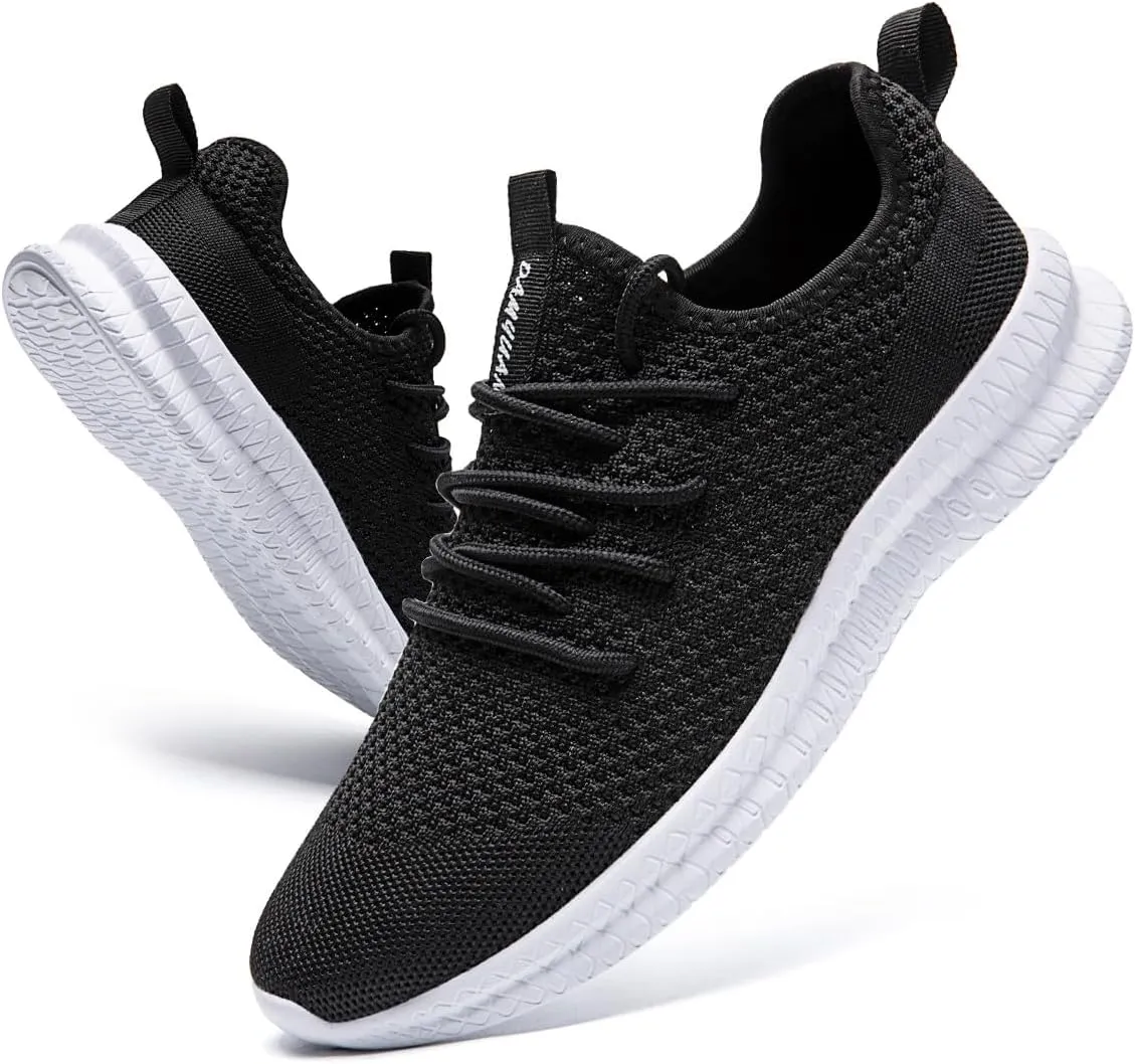 Womens Running Walking Shoes Tennis Slip On Fashion Sneakers Women Sport Workout Gym Shoes Womens Athletic Hiking Nurse Non Slip Lightweight Breathable Shoes Black_White US Size 11.5