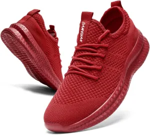 Womens Running Walking Shoes Tennis Slip On Fashion Sneakers Women Sport Workout Gym Shoes Womens Athletic Hiking Nurse Non Slip Lightweight Breathable Shoes Red US Size 11