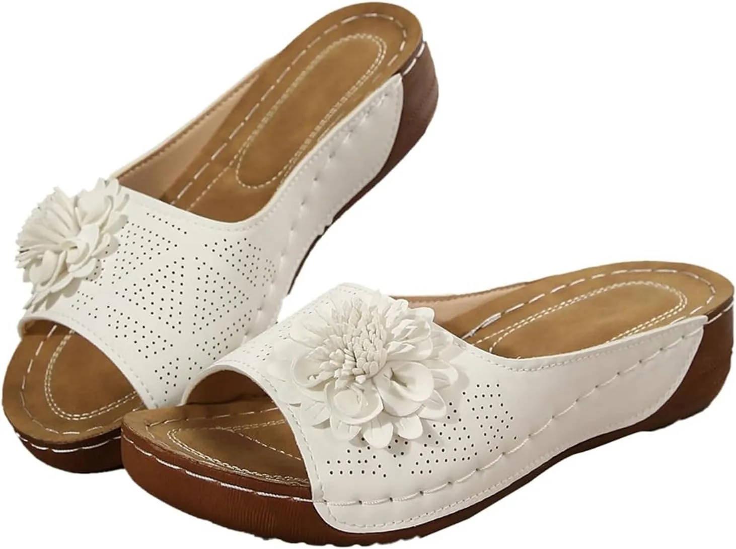 Women's Sandals Open Toe Flowers Arch Support Orthopedic Sandals Wedge Platform Roman Slippers Casual Summer Comfortable Beach Shoes