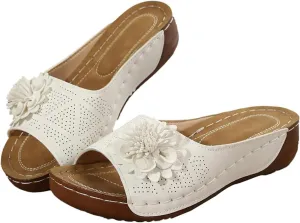 Women's Sandals Open Toe Flowers Arch Support Orthopedic Sandals Wedge Platform Roman Slippers Casual Summer Comfortable Beach Shoes