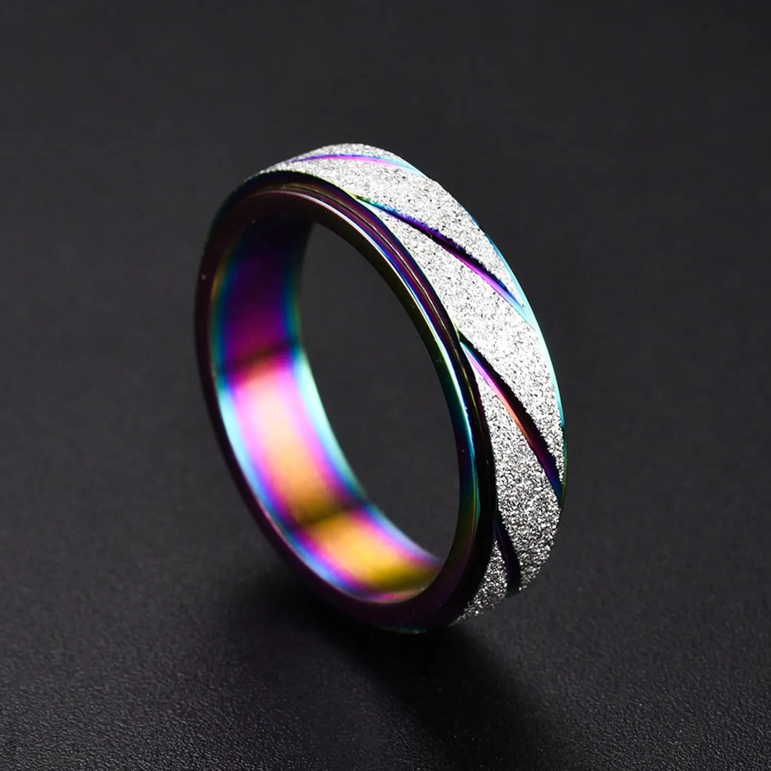 Womens Stainless Steel Spinner Anxiety Ring Stackable Statement Finger Rings for Anti Anxiety Minimalist Jewelry Gift