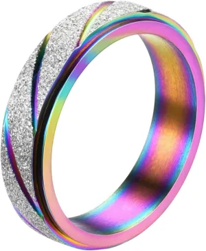 Womens Stainless Steel Spinner Anxiety Ring Stackable Statement Finger Rings for Anti Anxiety Minimalist Jewelry Gift