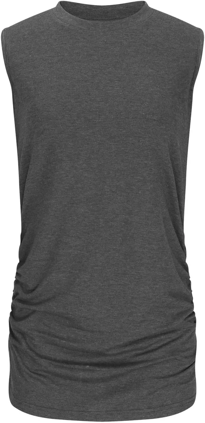 Women's Tank Tops Sleeveless Crew Neck Tee Shirts Summer Solid Color Semi Casual Tops Loose Fit Basic T Shirts