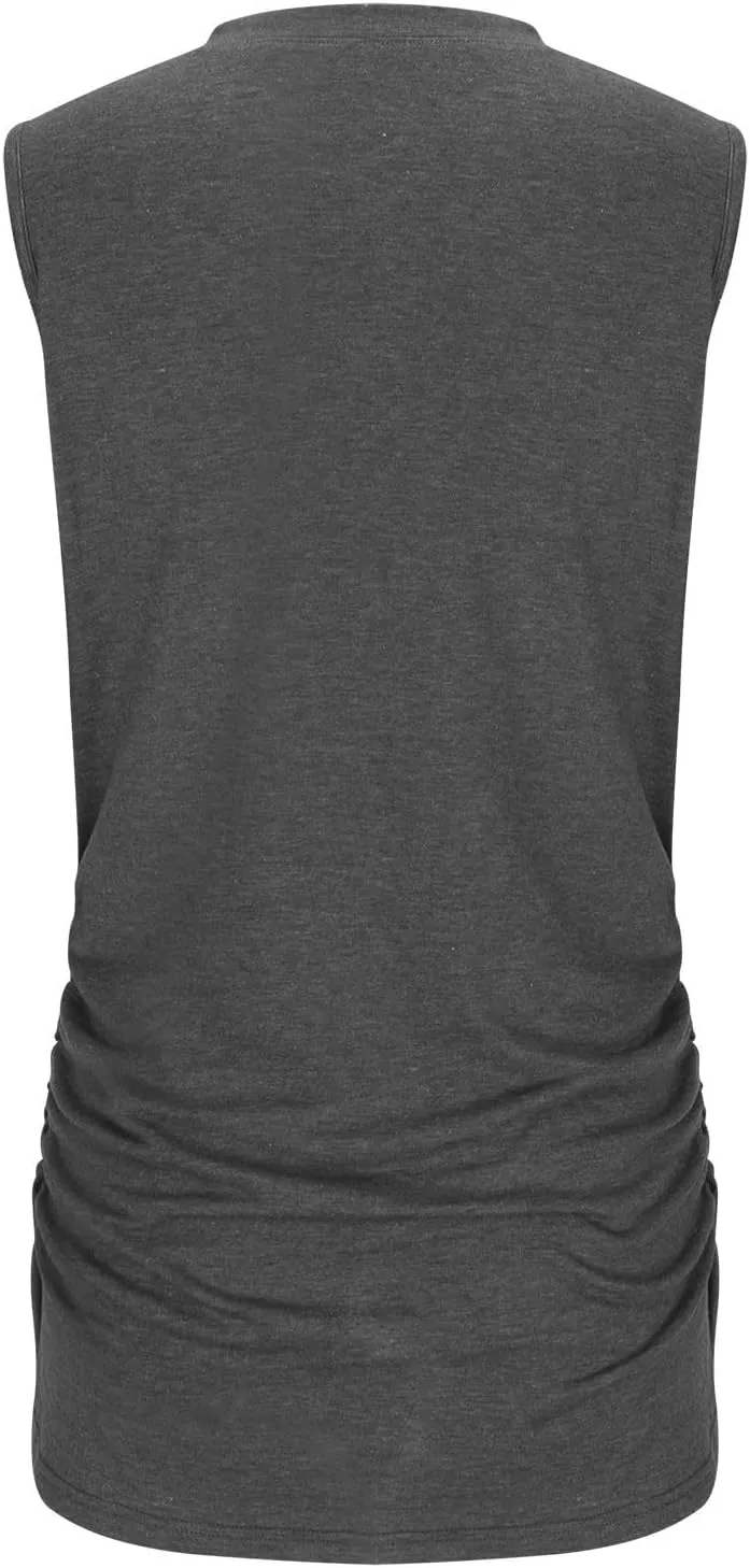 Women's Tank Tops Sleeveless Crew Neck Tee Shirts Summer Solid Color Semi Casual Tops Loose Fit Basic T Shirts