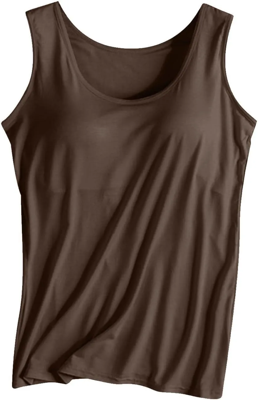 Women's Tank Tops with Built in Bras Scoop Neck Open Back Sports Racerback Vest Workout Sleeveless Padded Tanks