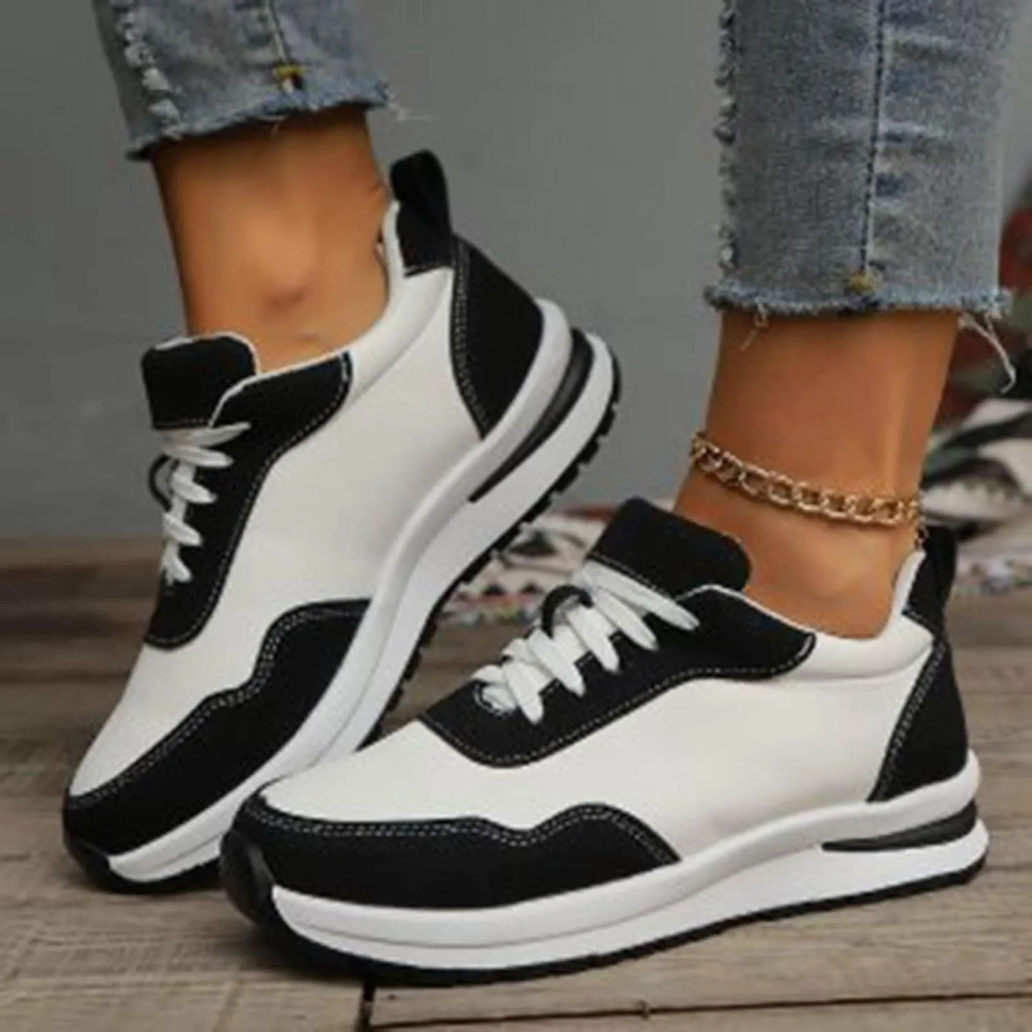 Womens Walking Shoes Fashion Casual Women Shoes Sports Shoes Lace Up Thick Soled Women Shoes Womens en Shoes for Girls