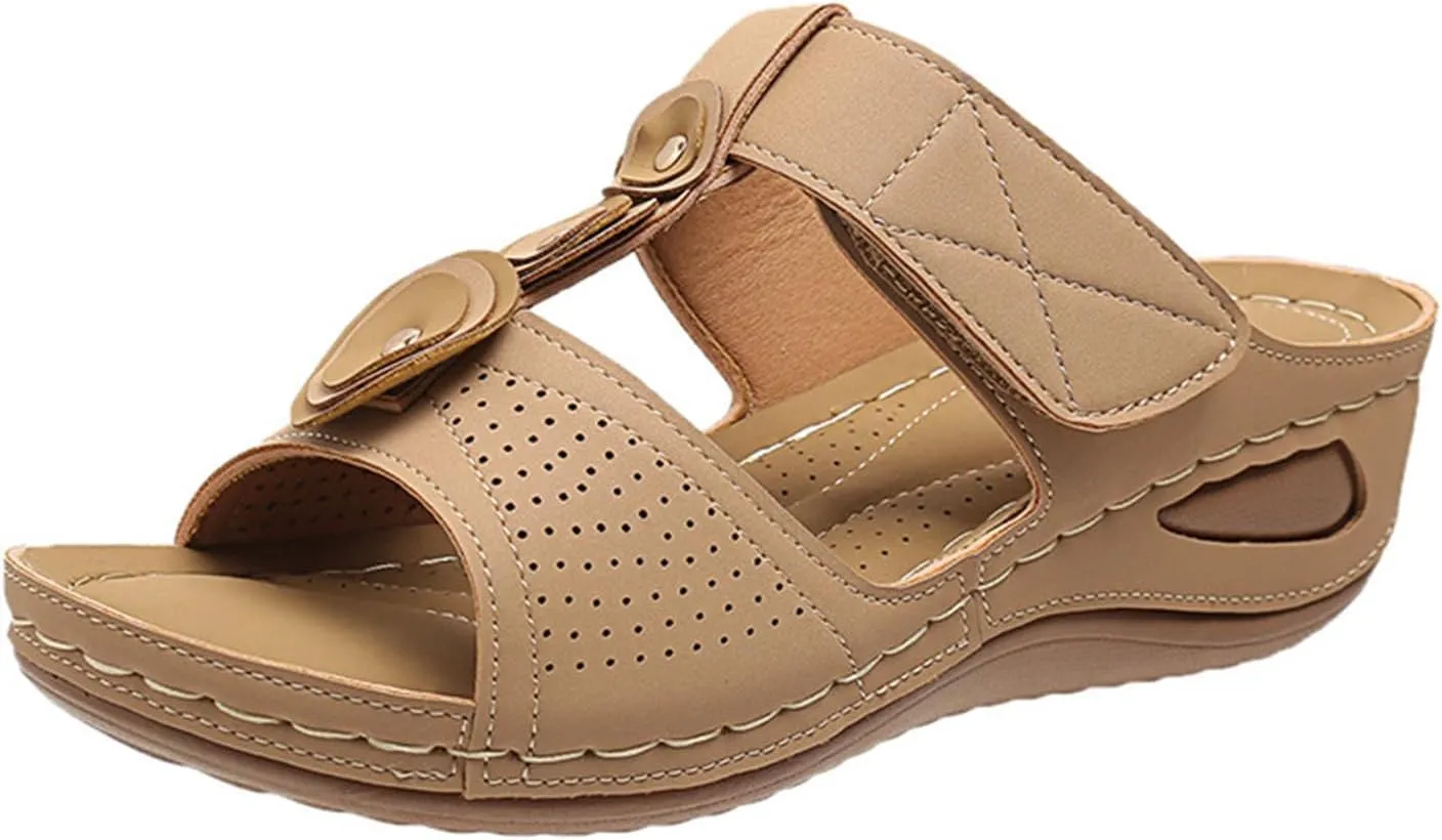 Women's Wedge Sandals Platform: Comfortable Dressy Summer Casual Open Toe Crisscross Straps Platform Walking Orthopedic Arch Support Flat Slip On Slides Slippers Sandal Outdoor Beach Shoes