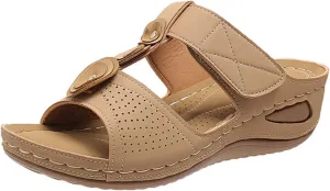 Women's Wedge Sandals Platform: Comfortable Dressy Summer Casual Open Toe Crisscross Straps Platform Walking Orthopedic Arch Support Flat Slip On Slides Slippers Sandal Outdoor Beach Shoes