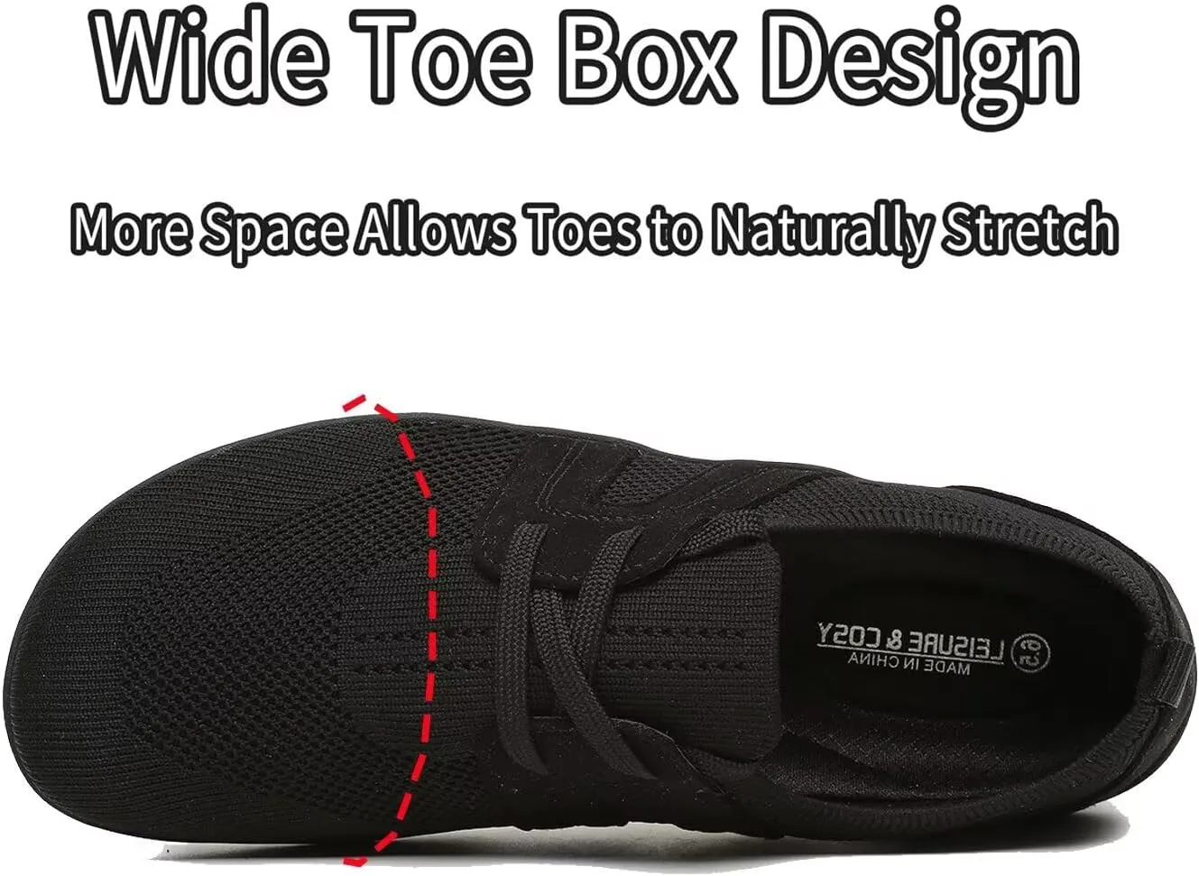 Women's Wide Toe Minimalist Barefoot Walking Shoes Comfortable Mesh Lace-up Shoes Casual Tennis Gym Athletic Sneakers