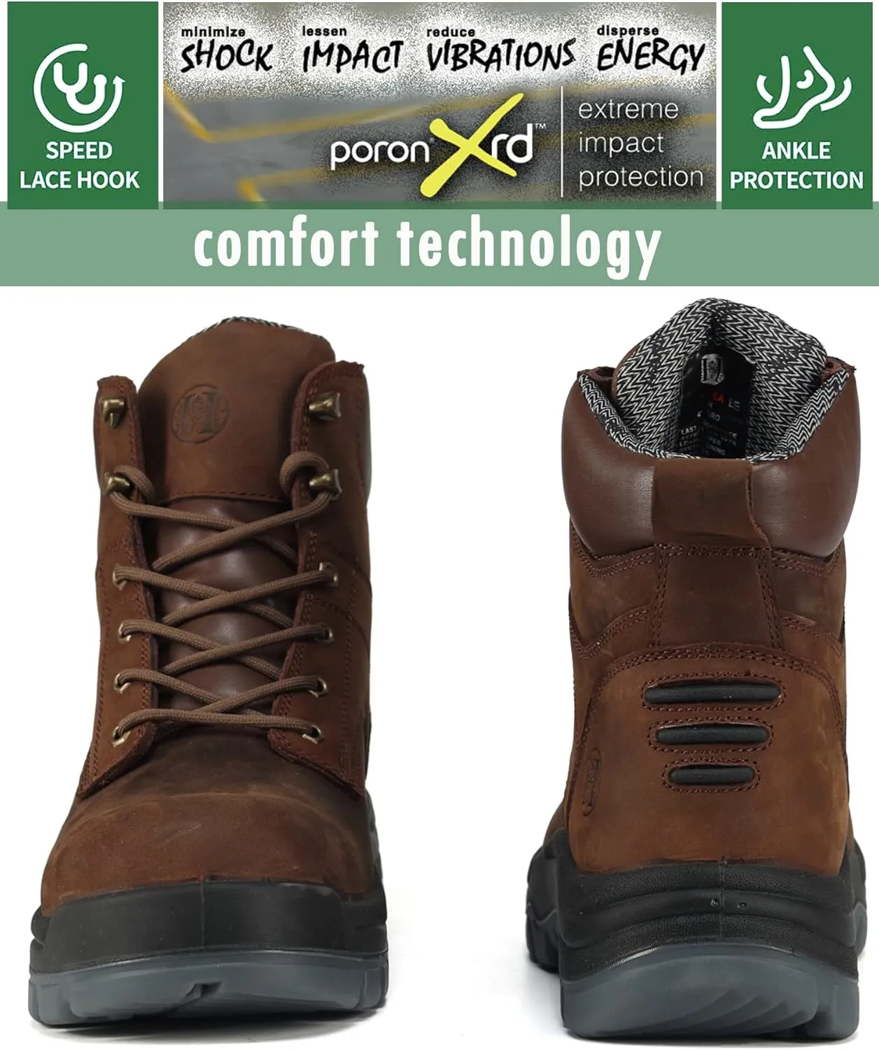 Work Boots for Men, 6" Composite Toe Waterproof Mens Work Boots, Non-Slip Puncture-Proof Safety Anti-Static Working Shoes 81N01
