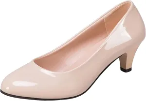 WUIWUIYU Womens Office Kitten Heels Pumps Slip On Evening Dress Work Cute Sexy Pump Shoes